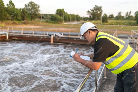 Premium Photo Environmental Engineers Work At Wastewater Treatment Plants