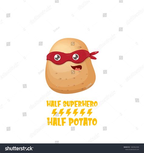 Half Superhero Half Potato Character Red Stock Vector Royalty Free