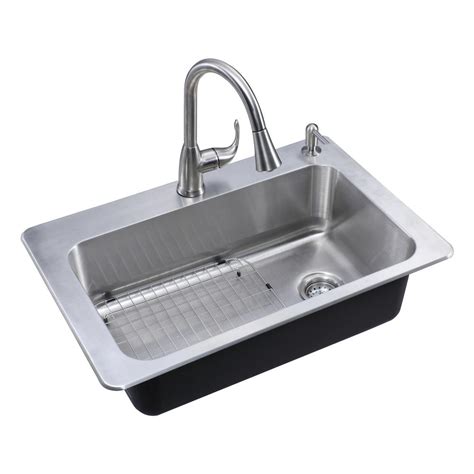 Glacier Bay All In One Dual Mount Stainless Steel 33 In 2 Hole Single