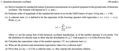 Solved Quantum Harmonic Oscillator Marks A Derive The Formula