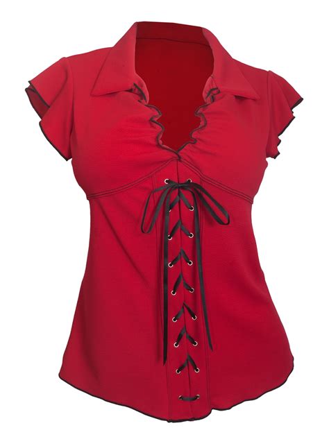 Plus Size Sexy Lace Corset Top Embossed Red 18329 Evogues Apparel