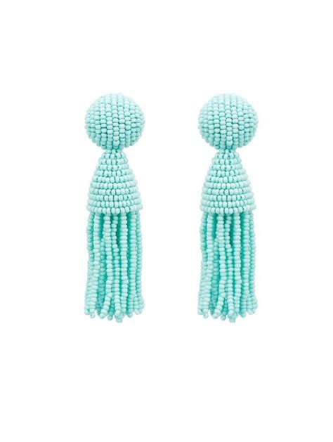 OSCAR DE LA RENTA Aquamarine Classic Short Tassel Earrings