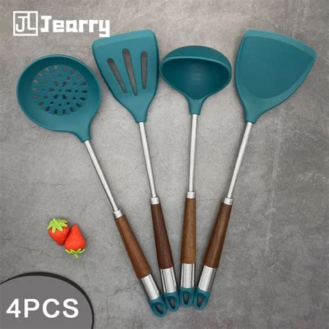 Jearry Silicone Cookware 4Pcs Walnut Style Heat Resistant Food Grade