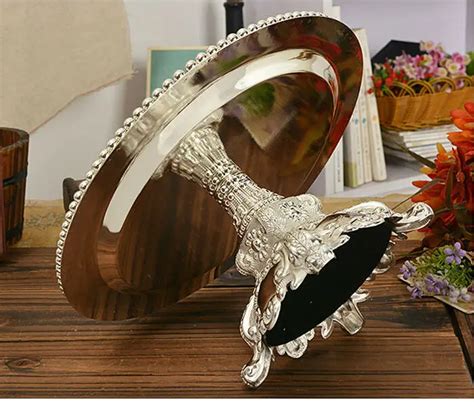 Диаметр 27 см, круглая серебристая металлическая подставка для тортов ...