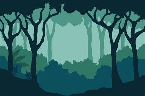 An Image Of Trees In The Forest With Blue And Green Colors On It S Sides