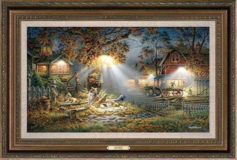 Terry Redlin Framed Encore Canvas Peaceful Evening Pheasants Terry