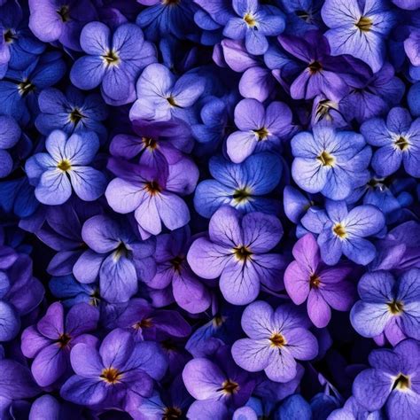 Premium Ai Image A Bunch Of Purple Flowers With Yellow Center