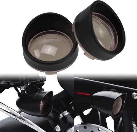 Hcmotorku Motorcycle Bullet Smoked Turn Signals Lens Cover With Black