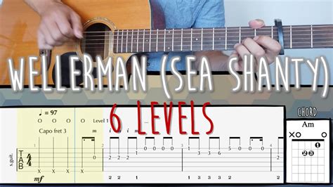 6 Levels Of Wellerman Sea Shanty Fingerstyle Guitar Tutorial With Tabs And Chords Youtube