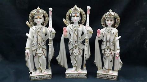 Painted Hindu Multicolor Ram Darbar Marble Statue For Worship Size