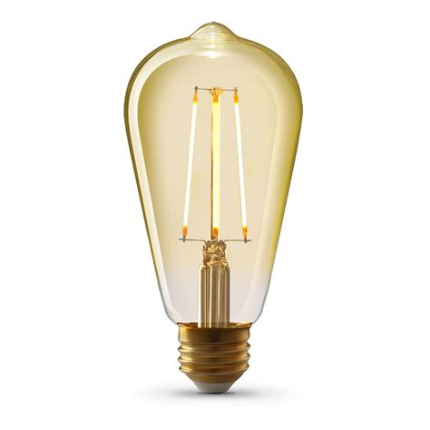 Feit Electric 60 Watt Equiv St19 Dimmable Led Amber Glass Vintage Edison Filament Led Ligh