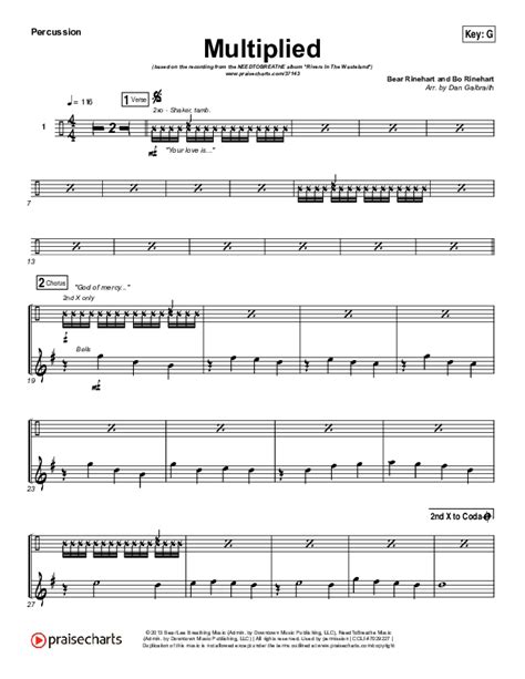 Multiplied Percussion Sheet Music Pdf Needtobreathe Praisecharts