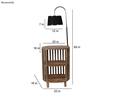 Buy Fergal Fabric Shade Shelf Floor Lamp With Wood Base Black At