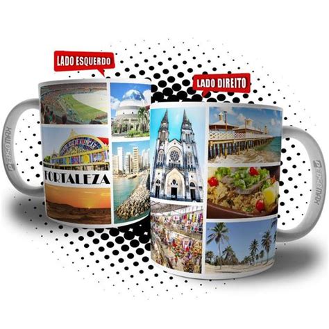 Caneca Cidade de Fortaleza Souvenir Lembrança de Viagem Pontos