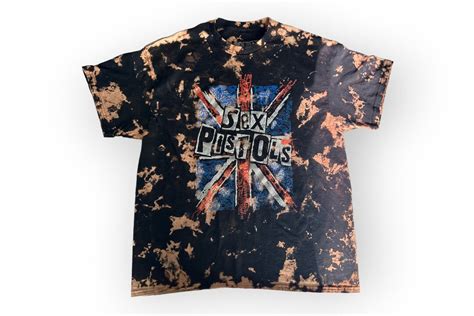 Sex Pistols Tee Hand Bleach Dyed One Of A Kind Pre Loved Thrifted Unique Etsy