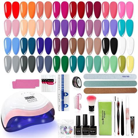 Amazon Eodci Colors Gel Nail Polish Kit With Uv Light Pcs Nail Pink Nude Green Blue