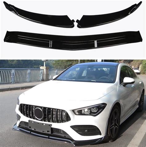 Abs Carbon Front Bumper Spoiler Lip Splitters Wind Knfe For Mercedes