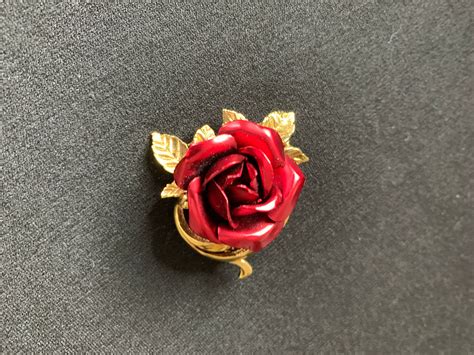 Red Rose Brooch Etsy