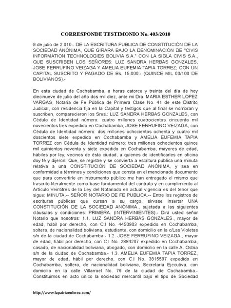 Testimonio Pdf Compartir Finanzas Business