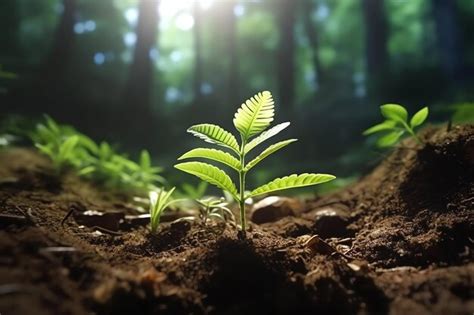 Planta que crece en tierras agrícolas o bosques con luz solar durante