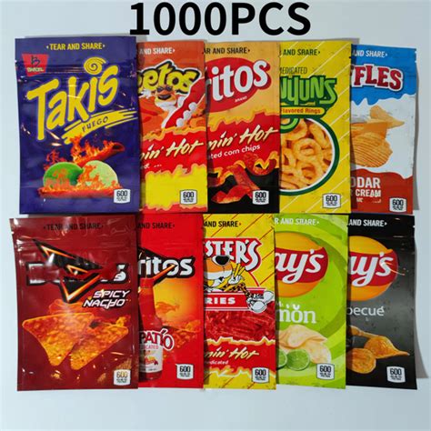 1000pcs Edible Snack Chips Mylar Package Bags Medicated Takis Ruffles