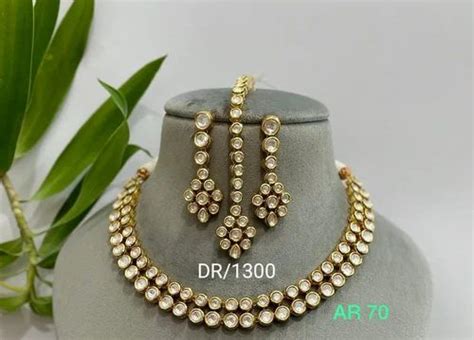 Golden Maheshwari Point Kundan Necklace Set At Rs Set In Faridabad