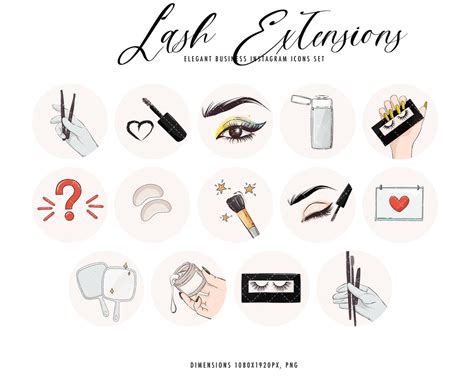 Lash Extensions Clipart Icons Set Eyelash Lift And Tint Etsy