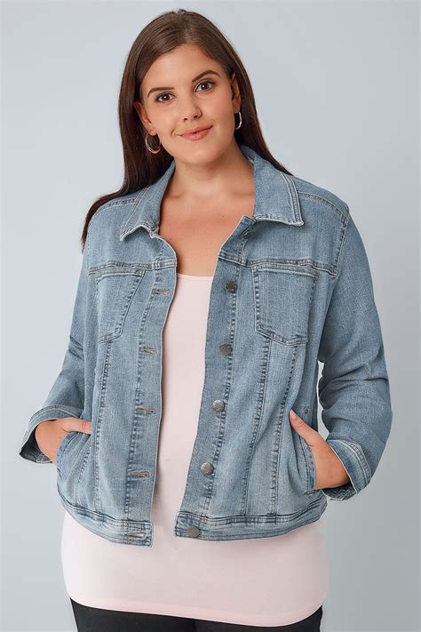 Light Blue Denim Jacket Plus Size 16 To 32