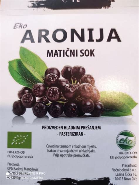 Sok Od Aronije Sa Eko Certifikatom