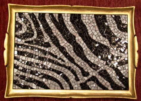 Zebra Mosaic Tray Mosaic Tray Mosiac Mosaic Glass Zebra Room Zebra