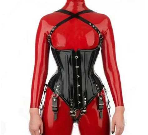 Latex Corset Gummi Korsett Rubber Club Schnalle Cosplay Taillenclip