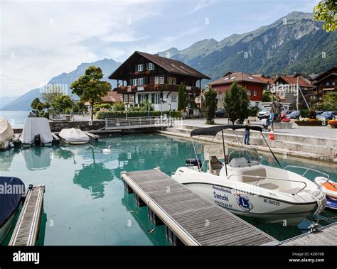 The harbour at Brienz, Lake Brienz, Switzerland Stock Photo: 163021219 ...