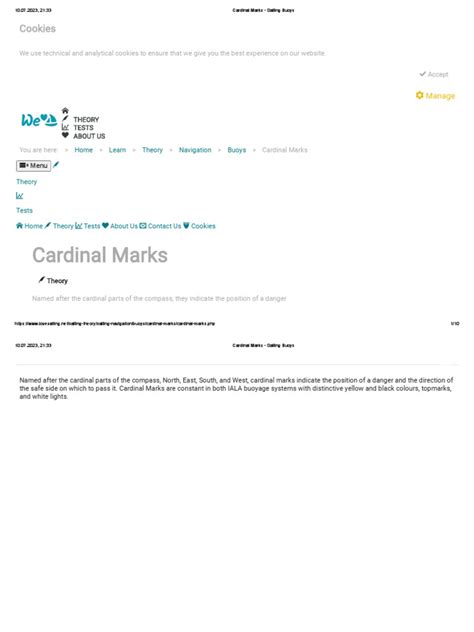 Cardinal Marks Sailing Buoys Pdf Water Transport