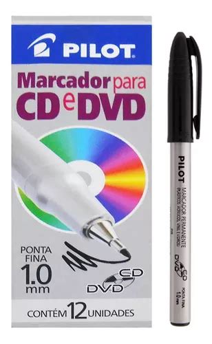 Caneta Preta Ponta M Dia Marcador De Cd E Dvd Kit Entrega Gr Tis