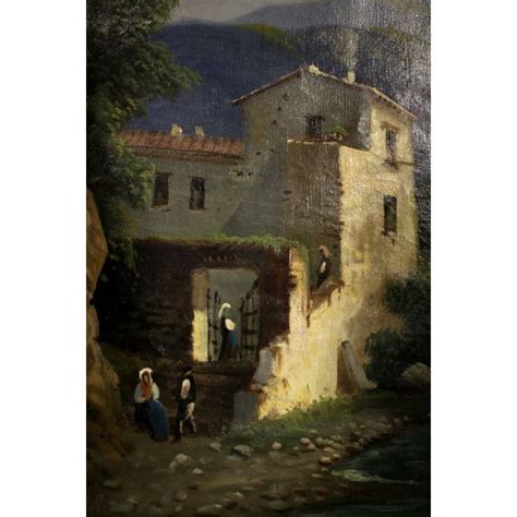 Coppia Quadro Dipinto Olio Tela Paesaggio Antiche Rovine