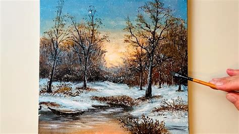 Winter Scenery Painting Acrylic Painting For Beginners 147 YouTube