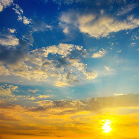 Cloudy Sky and Bright Sunrise Over the Horizon. Stock Photo - Image of climate, golden: 127320406