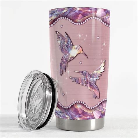 Personalized Hummingbird Tumbler Metallic Drawing Style