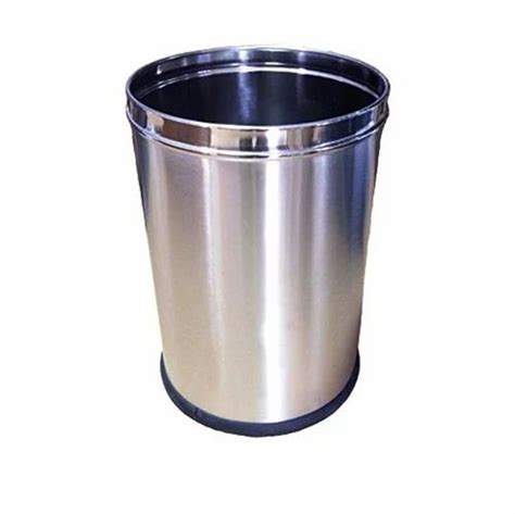 Silver Stainless Steel Open Top Dustbin For Kitchen Capacity L At