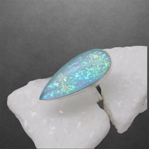 Synthetisch hergestellter Opal Ring Ring Ø 16 17 18 19 mm 925 Sterling