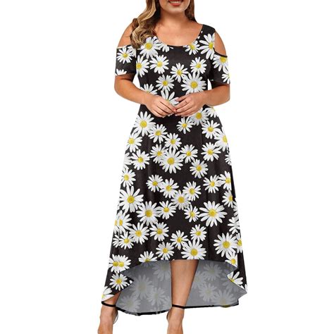 Xddlitp Womens Plus Size Summer Maxi Dresses 4x Trendy Floral Boho Off