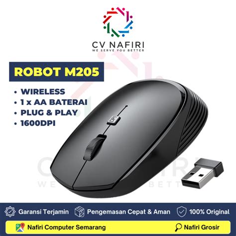 Mouse Wireless Robot M205 Wireless Mouse Optical 24g 1600dpi Power Onoff Lazada Indonesia