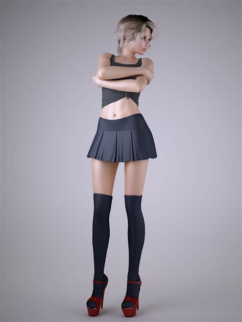 Sexy Blonde Girl Students 3D Model