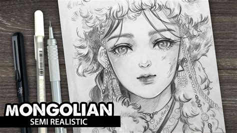 Draw Mongolian beautiful girl | semi realistic style - YouTube