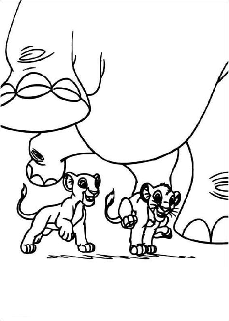 Simba And Nala Under Hippo Coloring Page ColouringPages