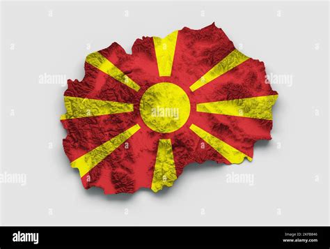 A North Macedonia Map Flag Shaded relief Color Height map on white ...