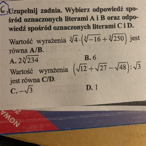 Uzupe Nij Zadnia Wybierz Odpowied Spo R D Oznaczonych Literami A I