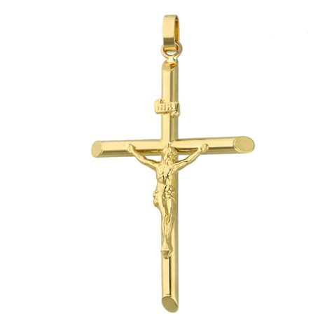 Ct Yellow Gold Hollow Crucifix Pendant Miltons Diamonds