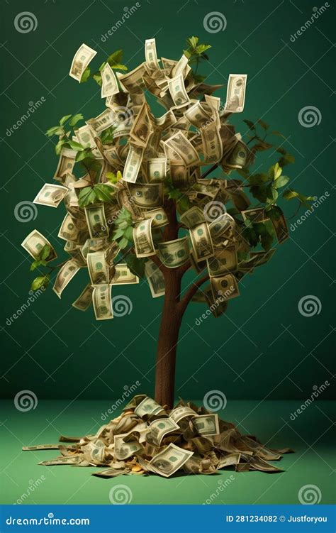 Money Tree With Dollars Instead Of Leaves Generative Ai Stock Illustration Illustration Of