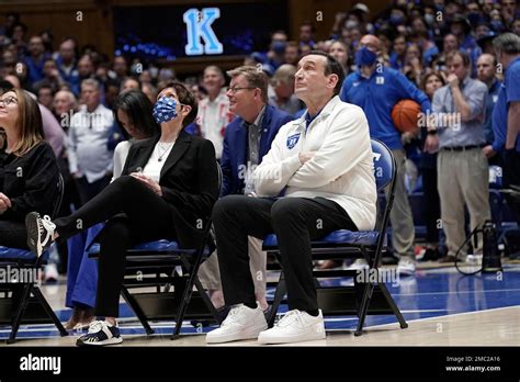 Duke Head Coach Mike Krzyzewski And His Wife Mickie Watch While Being Recognized Following An